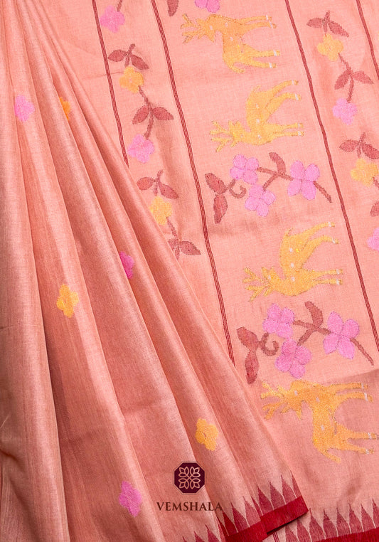 Dusty Pink Moirang Phi Cotton Saree : Mrig