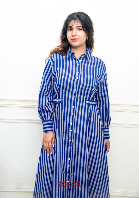 Samira : Handloom Kotpad Cotton Long Shirt Dress