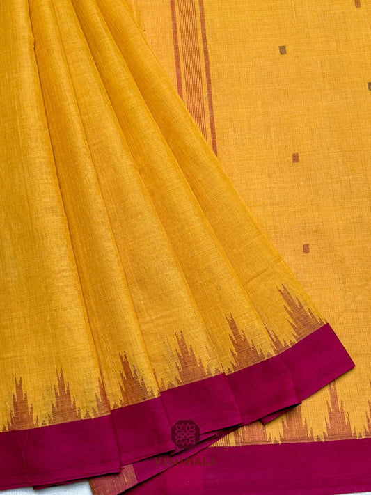 Rust Orange / Maroon Ponduru Cotton Saree