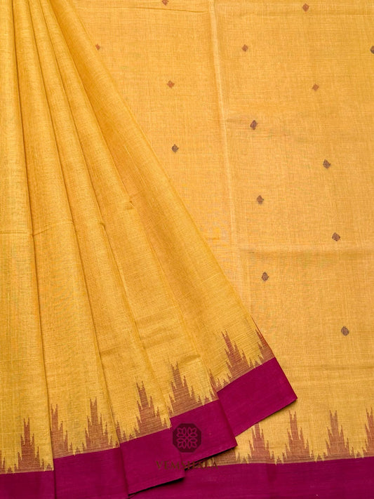 Rust Orange / Maroon Ponduru Cotton Saree - Kumbh