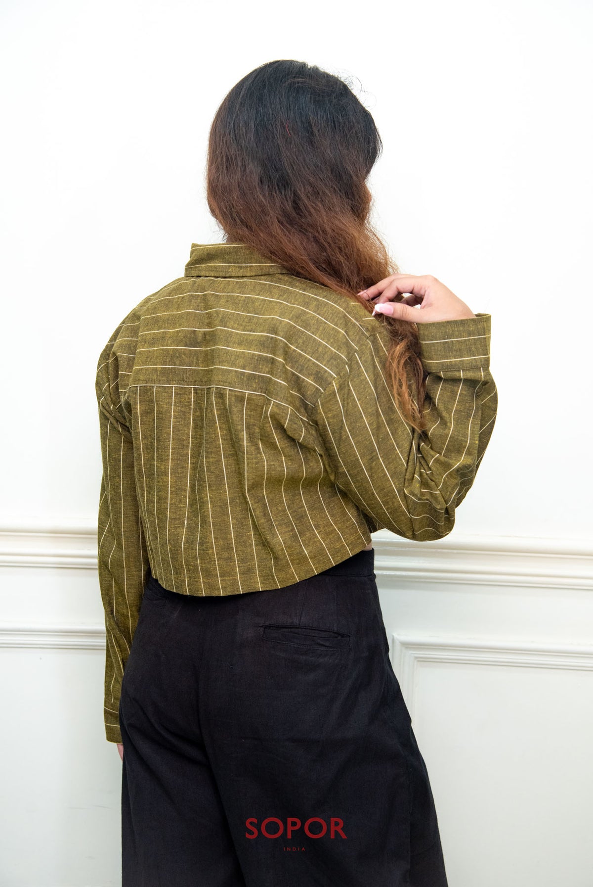 linen crop shirt