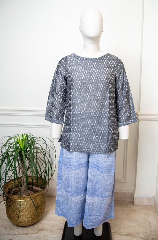 Grey Ikkat Short Kurta