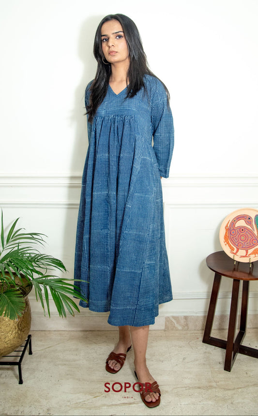 Nili : Indigo Flared Dress